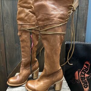 Freebird Brown Over the Knee Leather Boots